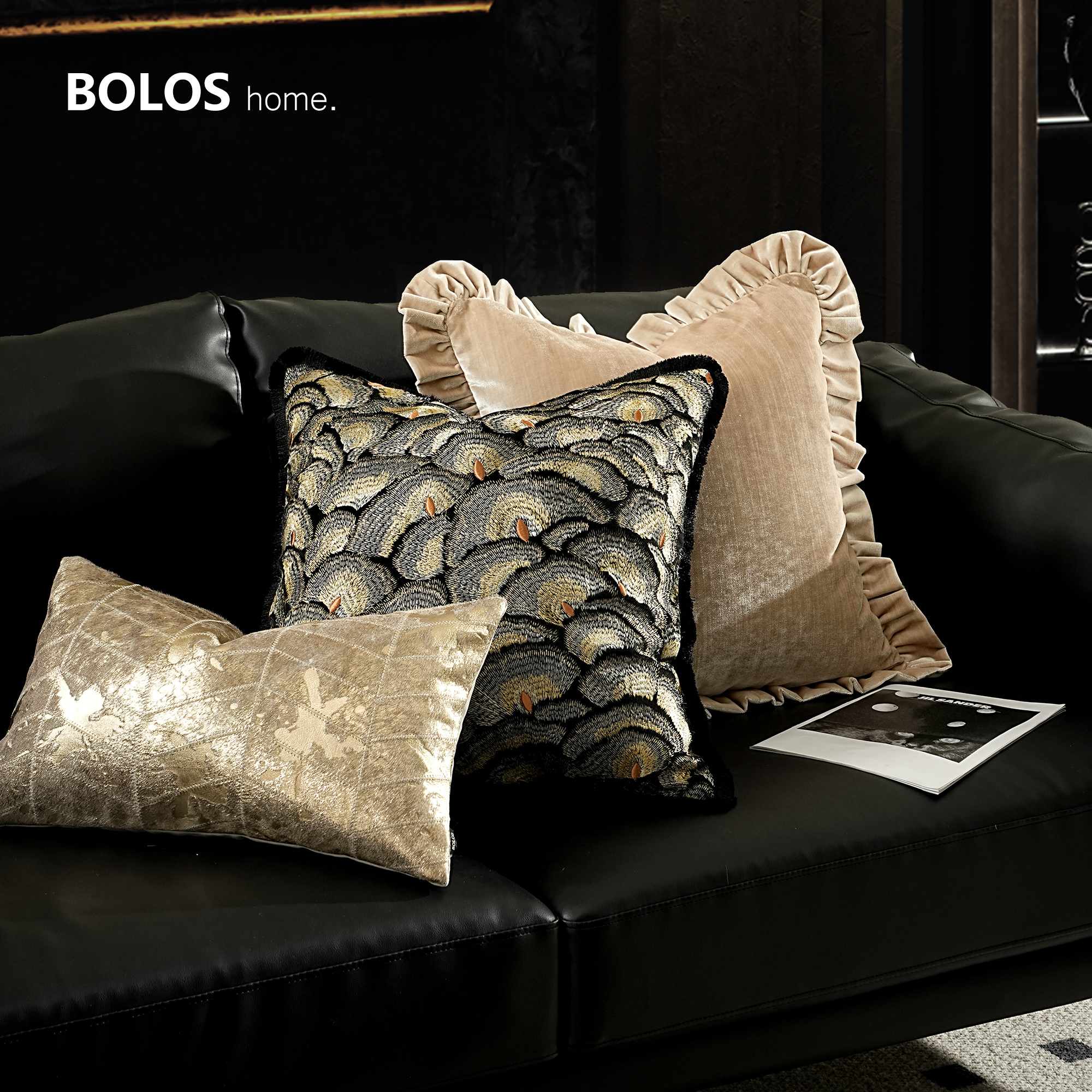 柏洛斯真皮草沙发抱枕大靠垫套