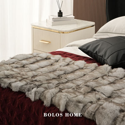 柏洛斯轻奢狐狸毛床尾毯