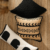 柏洛斯Nation侘寂风进口棉麻装 饰高端民宿沙发抱枕组合长条靠枕