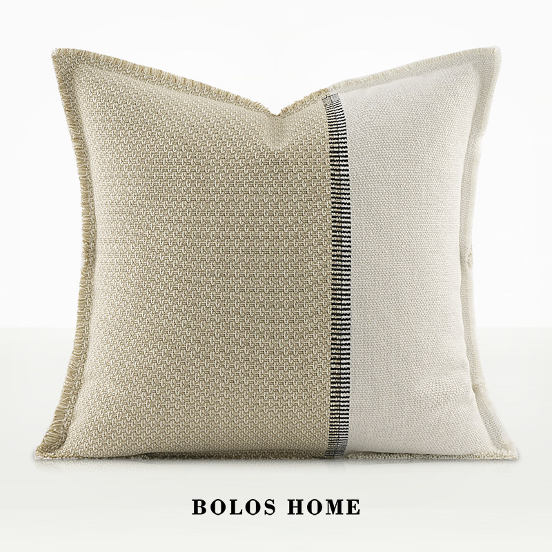 柏洛斯nordic phoenix时尚奢华拼接棉麻样板间榻榻米床上背靠枕