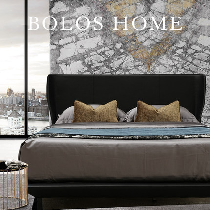 柏洛斯Timeless chic『青蓝』轻奢北欧风床上腰托高级感酒店定制