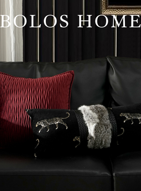 柏洛斯Graceful『珠砂』进口轻奢高级白色狐狸毛客厅靠枕床头抱枕