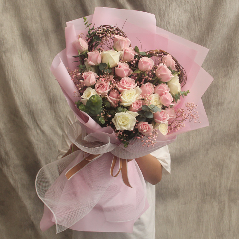 韩式鲜花花束自然风北京同城速递向日葵绣球洋桔梗女友生日节闺蜜