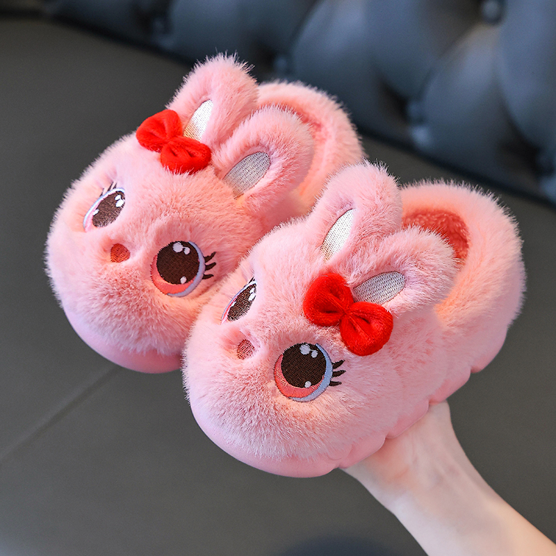 冬季棉鞋儿童新款2025女童可爱公主保暖毛毛鞋居家室内宝宝棉拖鞋