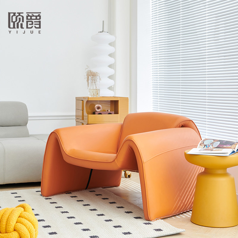 客厅创意单人沙发椅意式北欧简约休闲靠背m字螃蟹椅设计师椅子