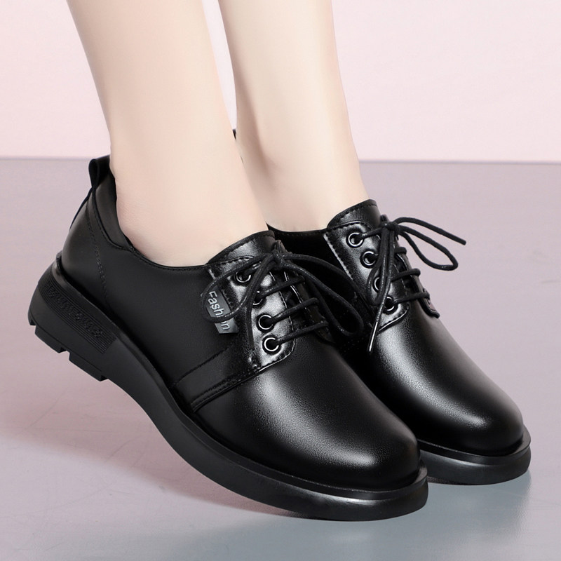 意尔康2026春季新款女鞋正品真皮女单鞋休闲时尚中跟妈妈鞋牛皮鞋