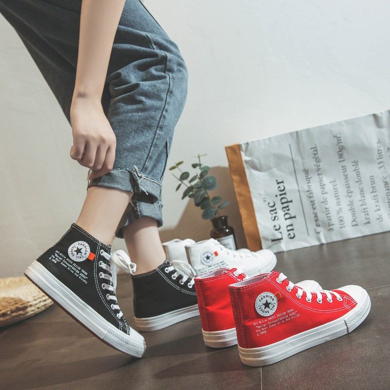 高帮帆布女鞋学生韩版2019春季潮鞋百搭小白板鞋春款网红新款布鞋在类目 女鞋, 帆布鞋中 - 来自Buy2taobao.com提供专业的淘宝代购服务