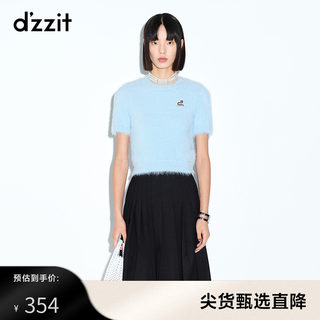 dzzit地素 奥莱春圆领毛衫短袖针织衫小上衣女3E1E3011R