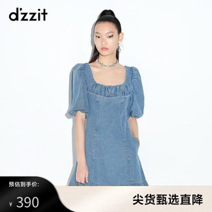 a字甜美连衣裙女3D2RE601S 牛仔泡泡袖 奥莱夏款 dzzit地素