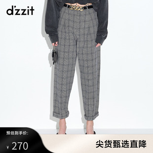 女3D2Q4033D 复古格子宽松休闲长裤 奥莱夏款 dzzit地素