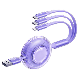 奥西卡充电线三合一快充伸缩120W数据线6a一拖三typec适用于华为mate苹果小米车用伸拉线手机多功能三头车载3