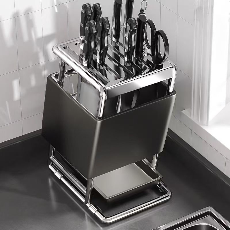304不锈钢厨房刀架置物架台面多功能刀具收纳2024新款菜刀放置座