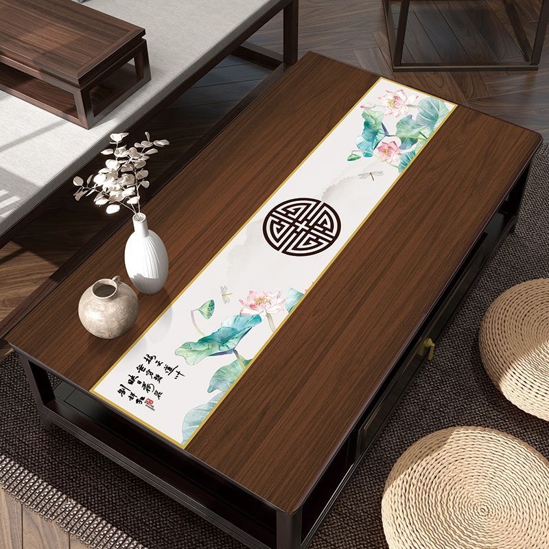 新中式客厅茶几垫防水防油餐桌垫免洗台布2023新款桌布实木茶桌垫