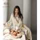 三件套装 悦内带胸垫睡衣女春秋款 家居服薄款 纯棉全棉纱布长袖 秋季