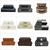 现代简约中式 木质皮革收纳首饰盒摆件酒店样板房家居衣帽间装 饰品