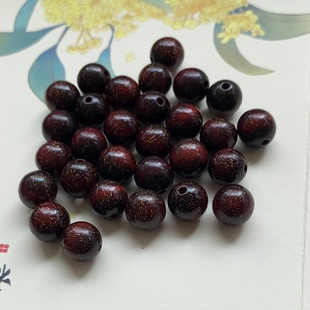 正宗印度小叶紫檀散珠diy手串配饰木珠子单颗金星老料檀木饰品8mm