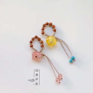 手编绳吊坠金刚结绳扣玛瑙桂花小提溜diy手链跑环小挂件 壶钮配饰