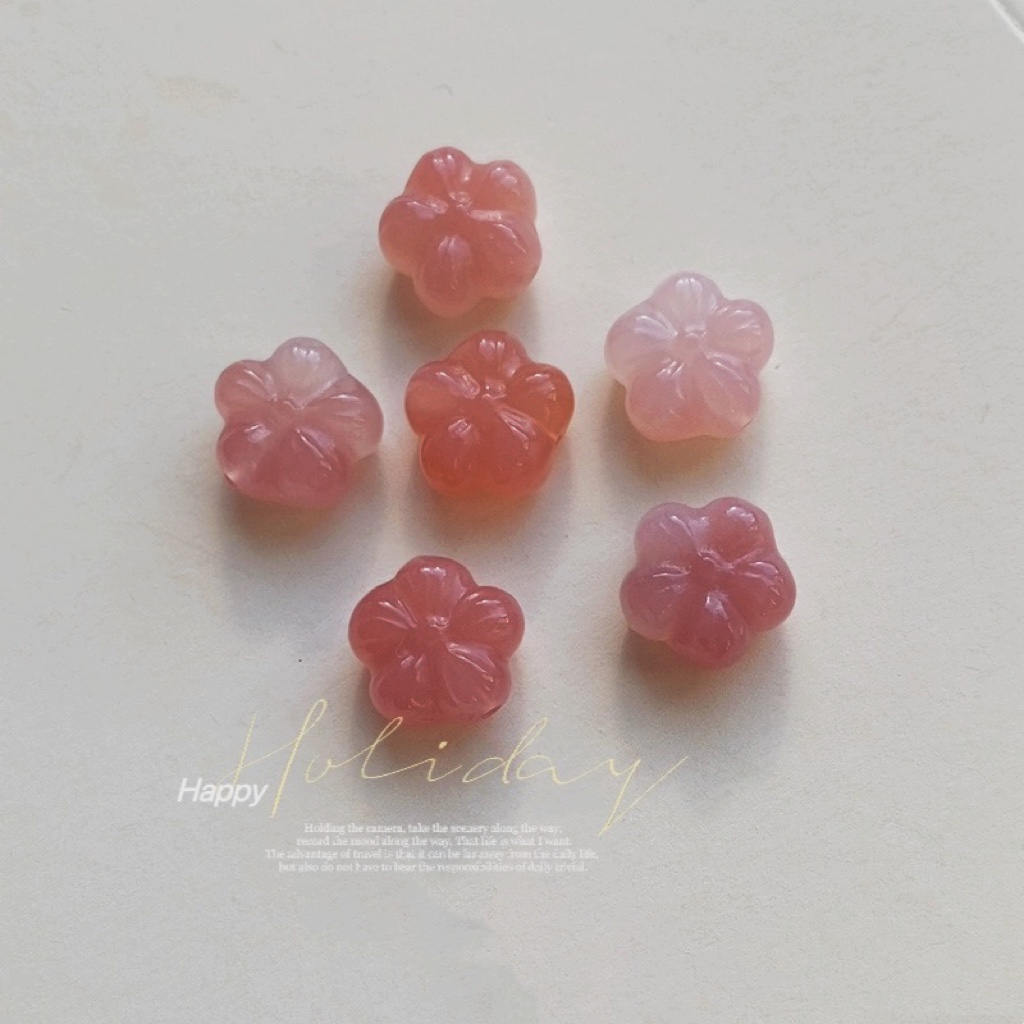 天然南红玛瑙梅花雕刻通孔 手链手串diy手工编绳隔珠饰品配件散珠