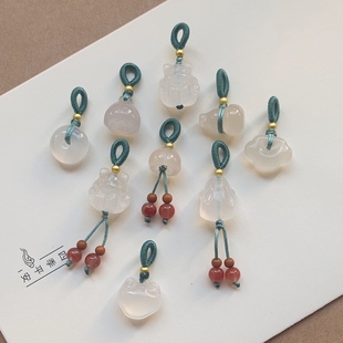 天然玉髓如意平安扣猫爪玛瑙桂花手串diy吊坠 手链小提溜饰品配件