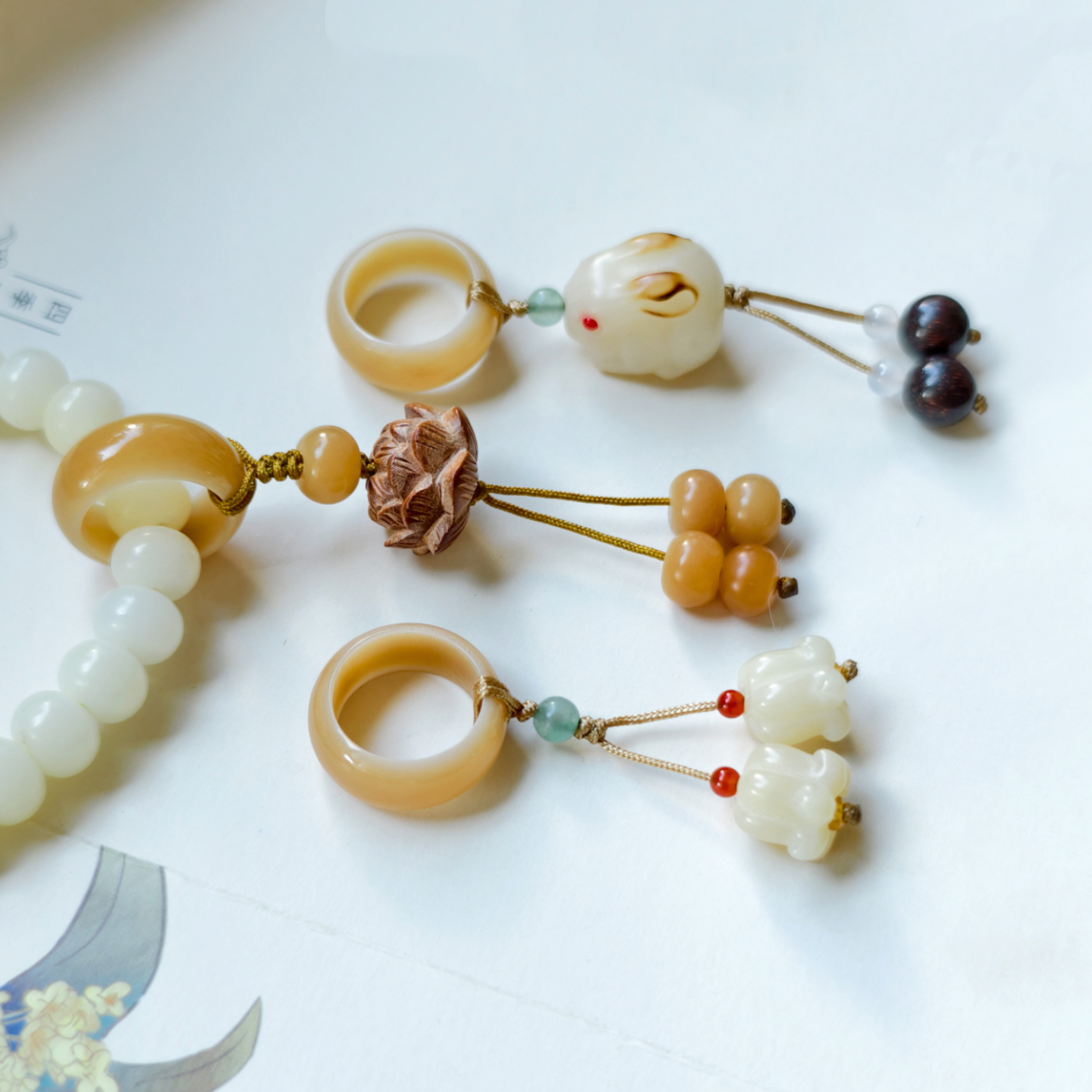 菩提根跑环弟子珠穗子莲蓬大莲花兔子DIY配件手捻手串无患子吊饰