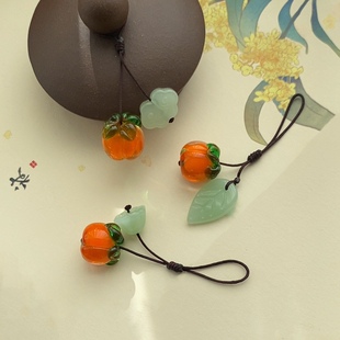 【柿柿如意】事业有成柿子茶壶吊坠手编绳壶盖挂件紫砂壶盖小提溜