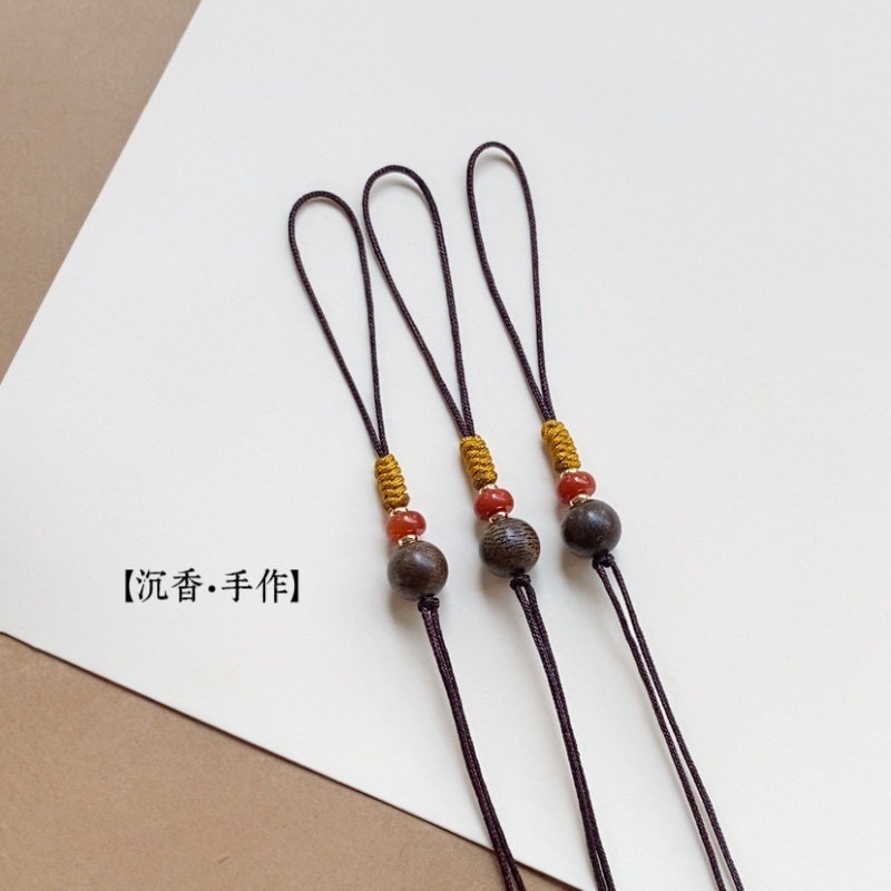 原创沉香吊坠绳diy半成品手机挂绳包包挂绑绳 手工编织拉绳挂饰款图片