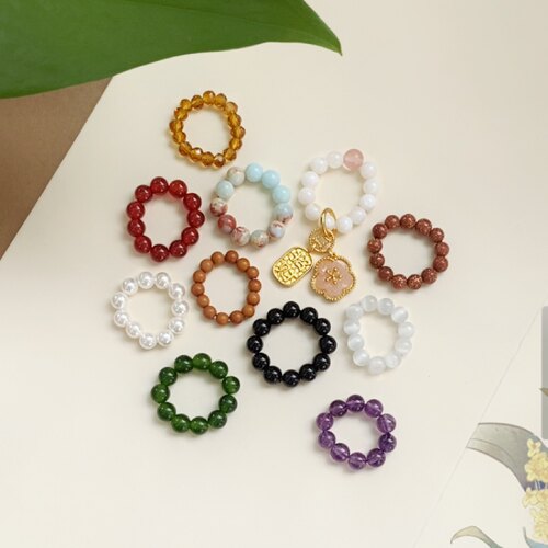 【珠圈 有弹力】天然紫水晶玛瑙跑环手捻茶壶手串手链DlY配件配饰