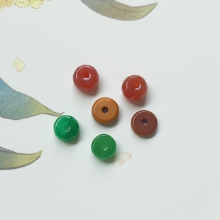 天然和田玉隔珠翡翠南红蜜蜡红翡绿松面包圈diy配件手链散珠配珠
