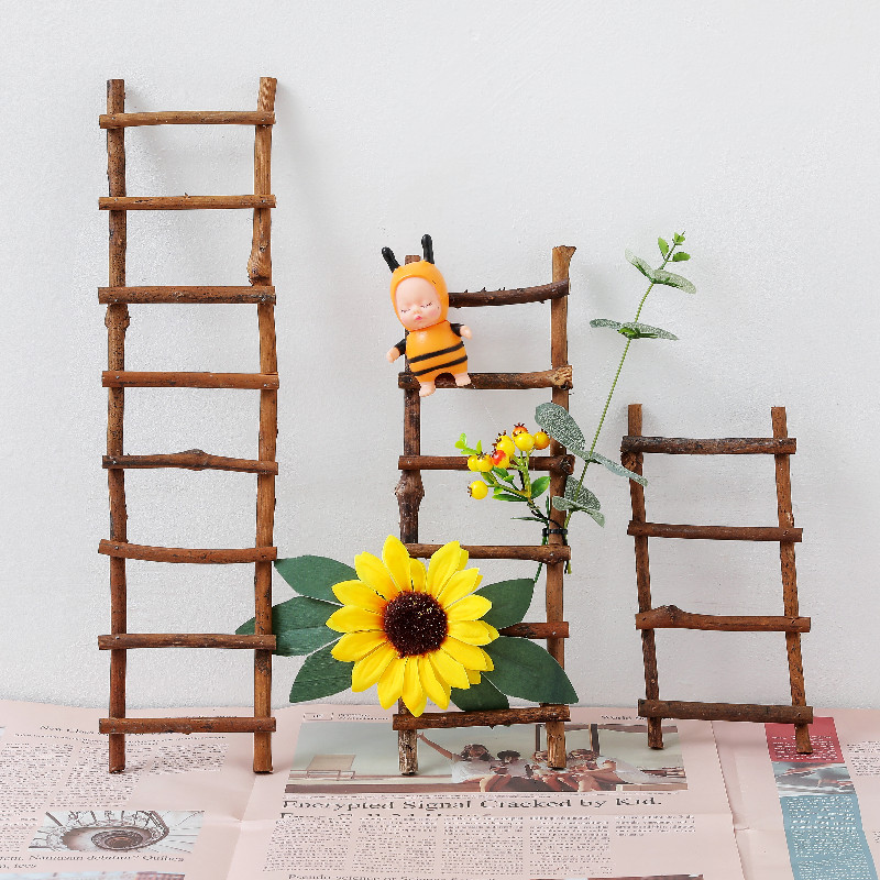梯子藤框摆设摆件自然角幼儿园