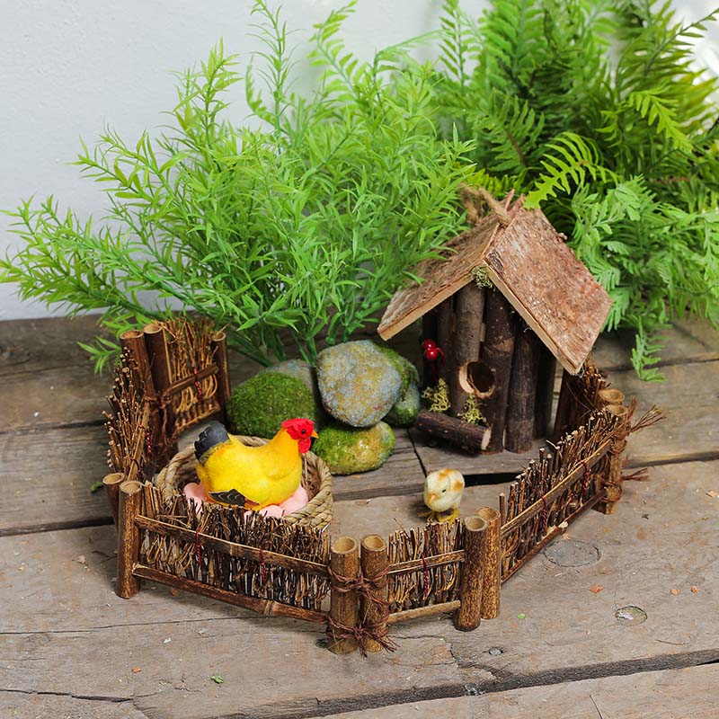 木质自然风微景观别墅布置植物角