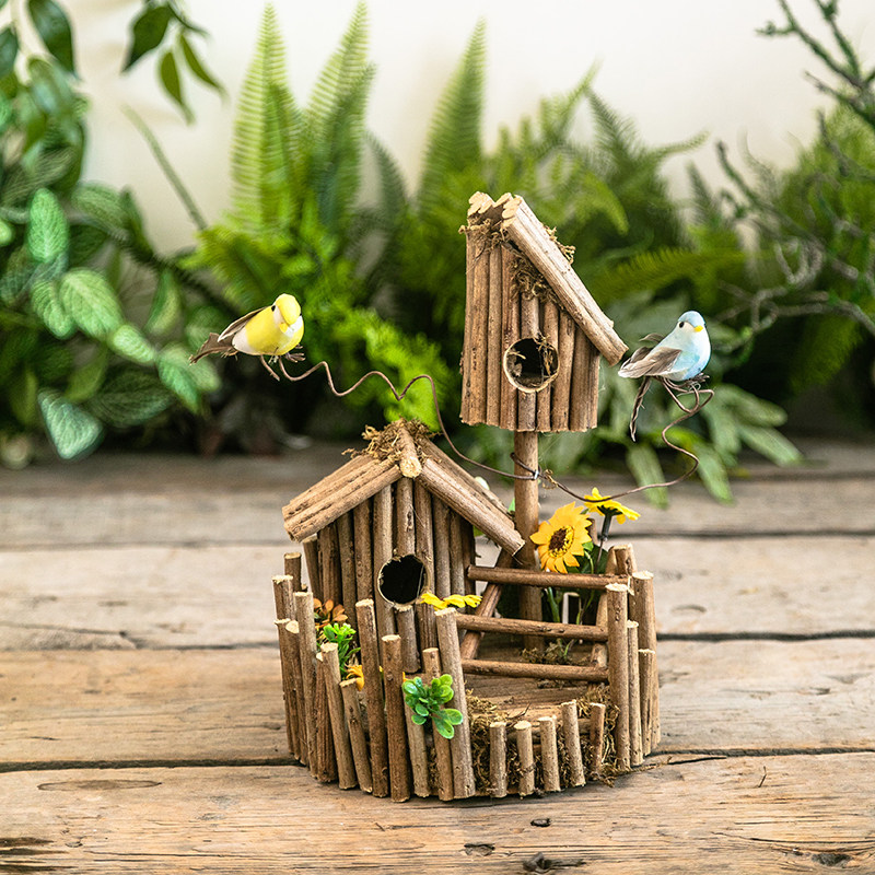 木质户外小屋摆件自然角幼儿园植物角装饰微景观别墅庭院花园布置