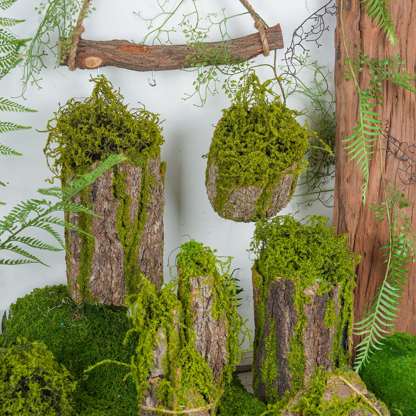 森系树皮苔藓花器树桩插花道具盆景摆件仿真植物绿植造景装饰
