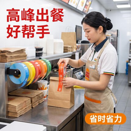 外卖专用封签便利贴纸餐盒打包防拆封条食品安全封口不干胶标签纸