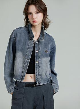 DONEED2026春夏新款美式复古休闲百搭甜酷做旧水洗牛仔夹克外套