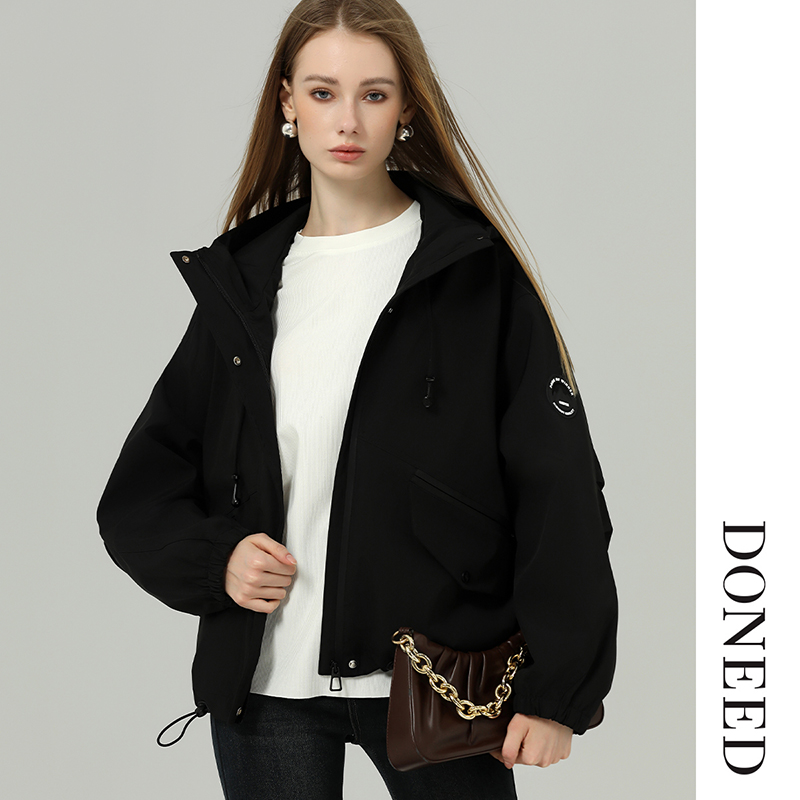 户外派克服酷机能下摆抽绳连帽