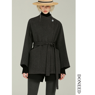 DONEED2025冬季新款时尚简约高级感毛呢保暖宽松显瘦外套女