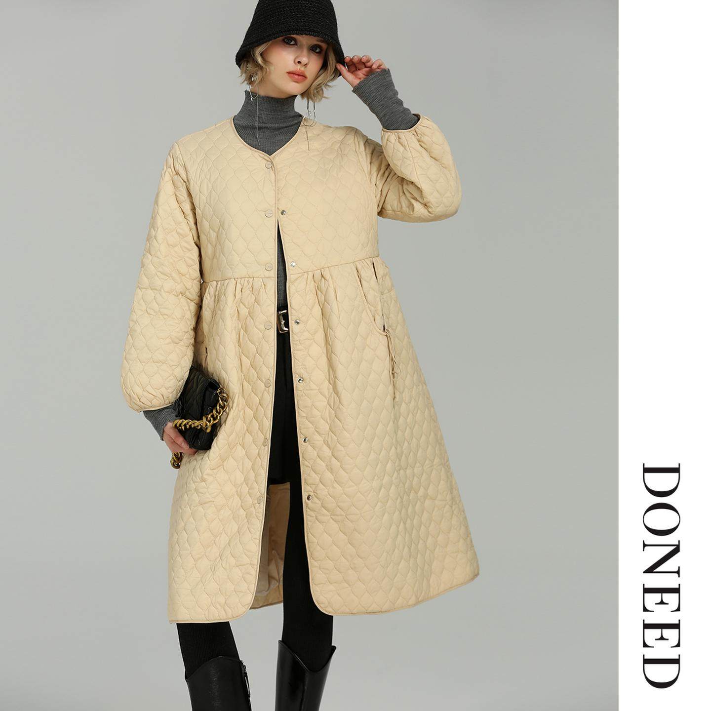 DONEED2025冬季新款绗缝菱形格复古时尚宽松休闲棉服外套女,女装/女士精品,棉衣/棉服,淘宝优惠券,粉丝福利购,淘宝优惠卷