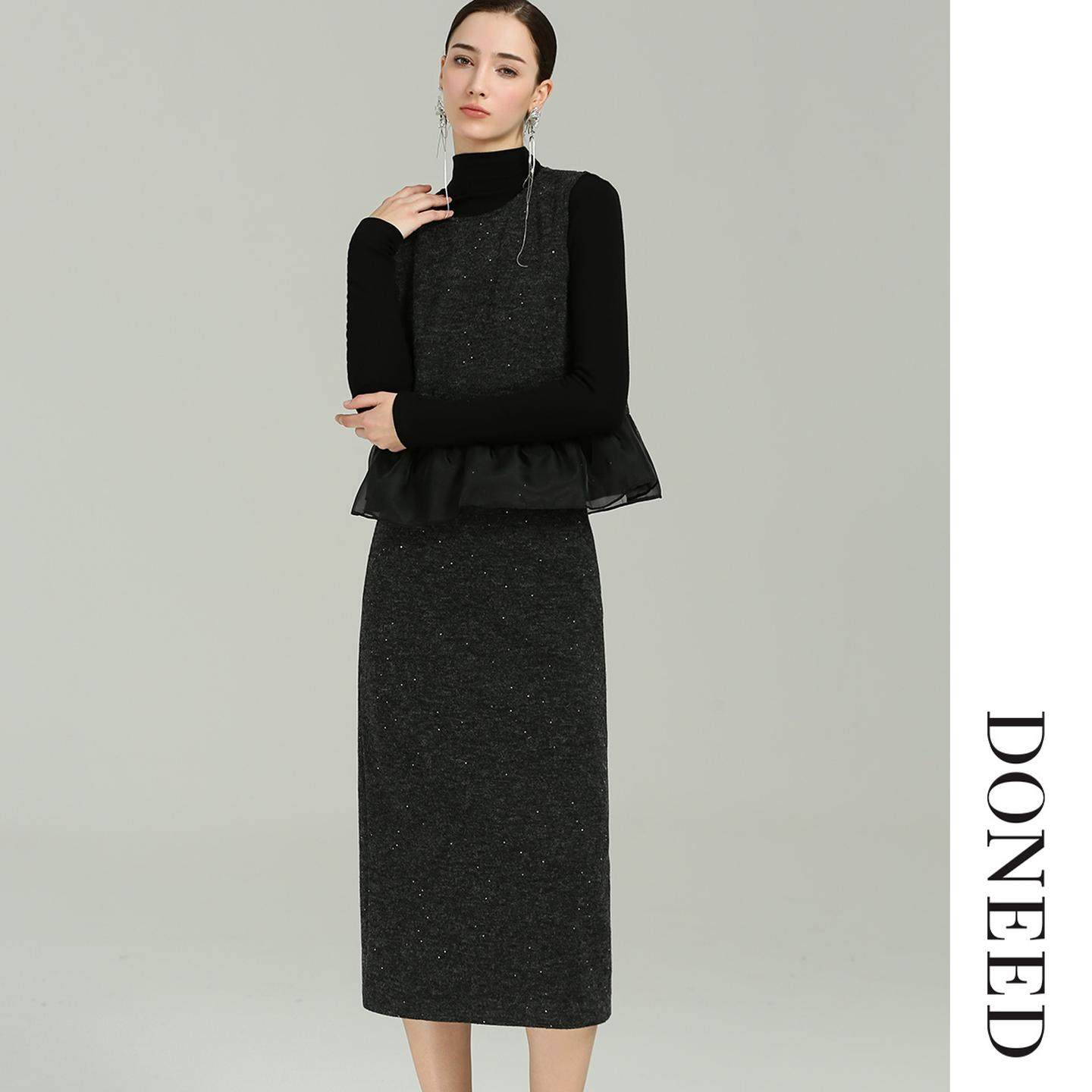 DONEED2026初春新款亮片拼接背心搭亮片半裙+半高领针织三件套,女装/女士精品,时尚套装,淘宝优惠券,粉丝福利购,淘宝优惠卷