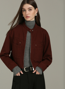 DONEED春款休闲气质纯棉设计感短款夹克显瘦百搭外套女