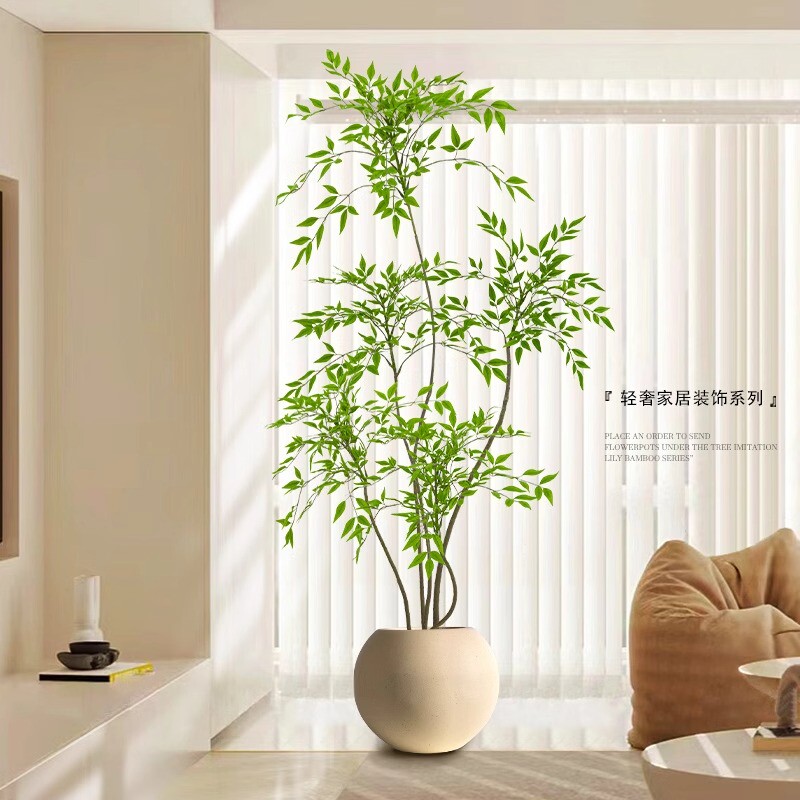 2025仿生绿植南天竹室内客厅电视柜旁装饰盆栽摆件沙发边仿真植物