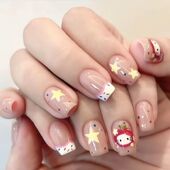 法式 kitty猫美甲贴片假指甲穿戴甲可爱学生短款 显白高级感甲片