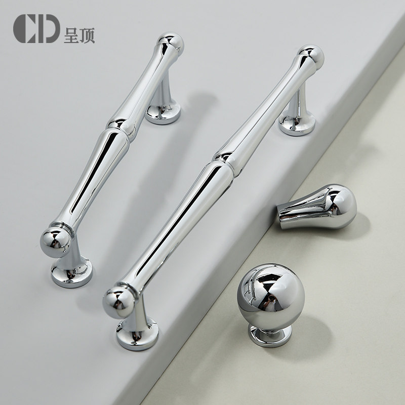 法式镀铬银色拉手把手衣橱柜门美式厨房极简黄铜现代简约五金抽屉