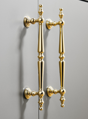 法式黄铜拉手抽屉衣柜门把手橱柜金色鞋柜欧式厨房美式长款中古风