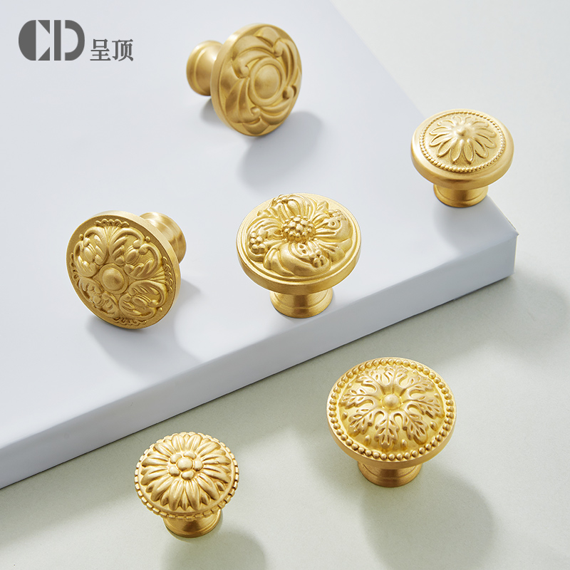 单孔实心黄铜现代简约圆形拉手