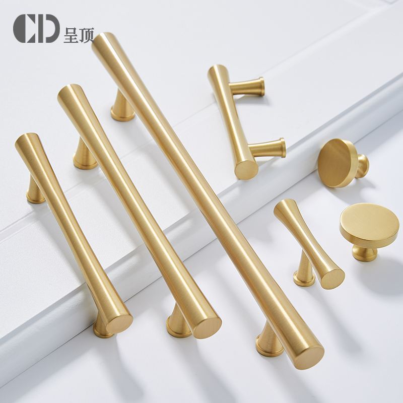 单孔实心黄铜柜门抽屉美式轻奢