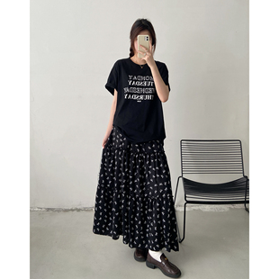 夏季新款大码套装女2025宽松显瘦碎花半身裙子休闲短袖T恤两件套