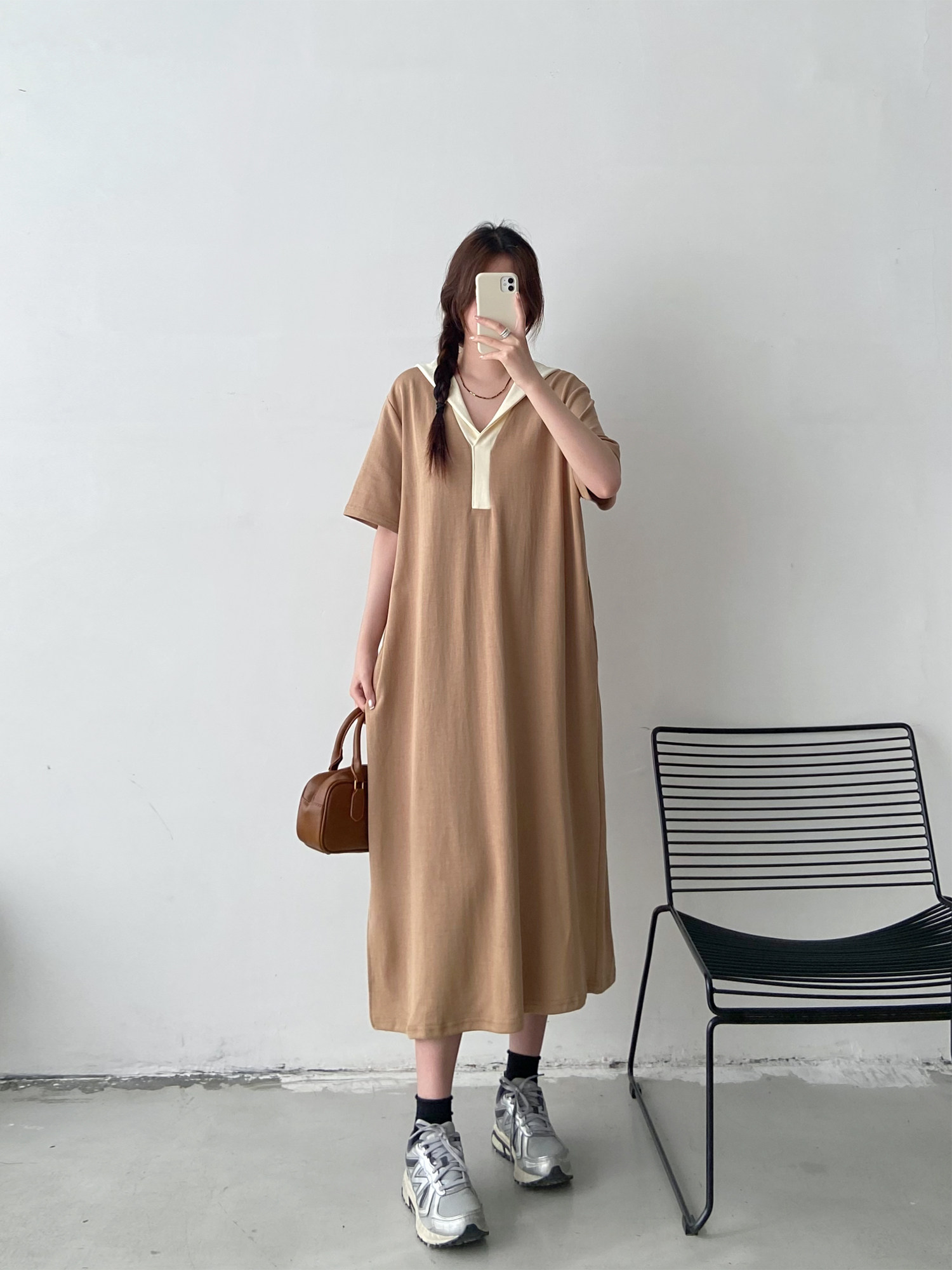 韩式文艺风设计感翻领短袖T恤裙子夏新款胖mm大码拼接休闲连衣裙,女装/女士精品,连衣裙,淘宝优惠券,粉丝福利购,淘宝优惠卷