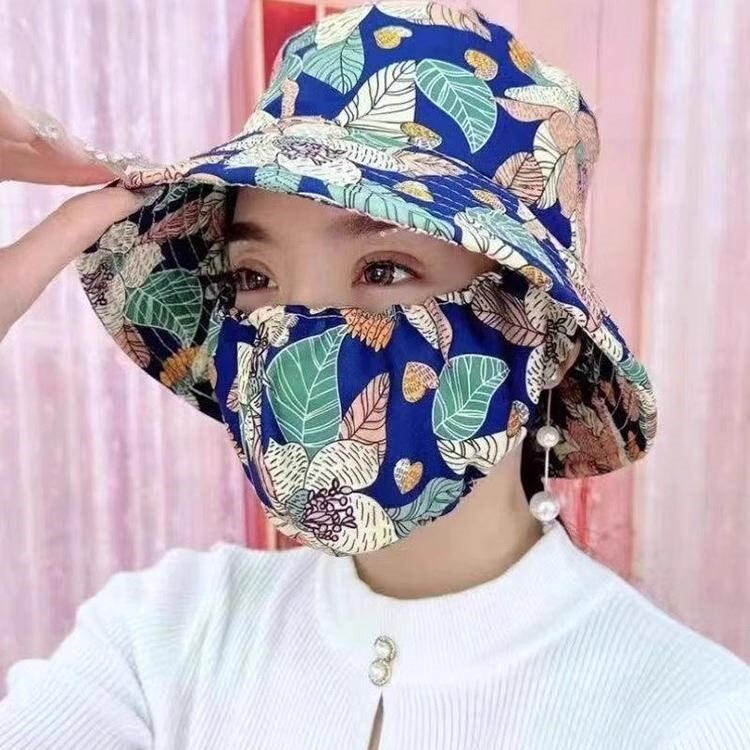 防晒口罩一体帽子遮阳帽女款防紫外线防风帽新款户外夏季太阳帽女