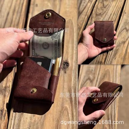 Multifunctional Compact Walle Multifunctional Small Wallet Handmade Leather Wallet Card Holder