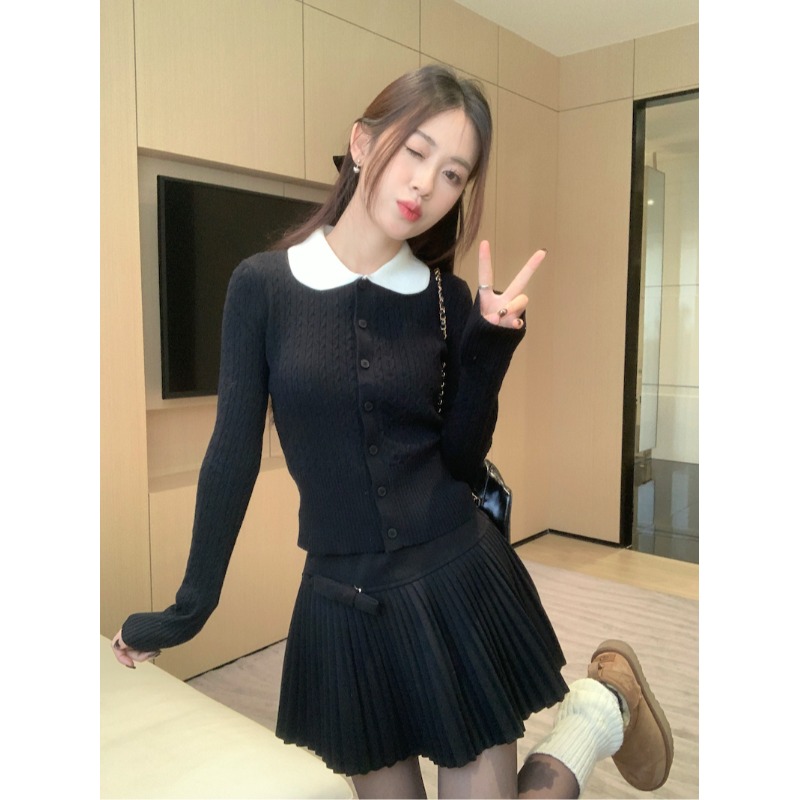 法式娃娃领针织衫上衣女